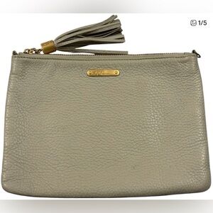 GiGi New York Pebbled Leather Gray Zip Pouch Travel Organizer